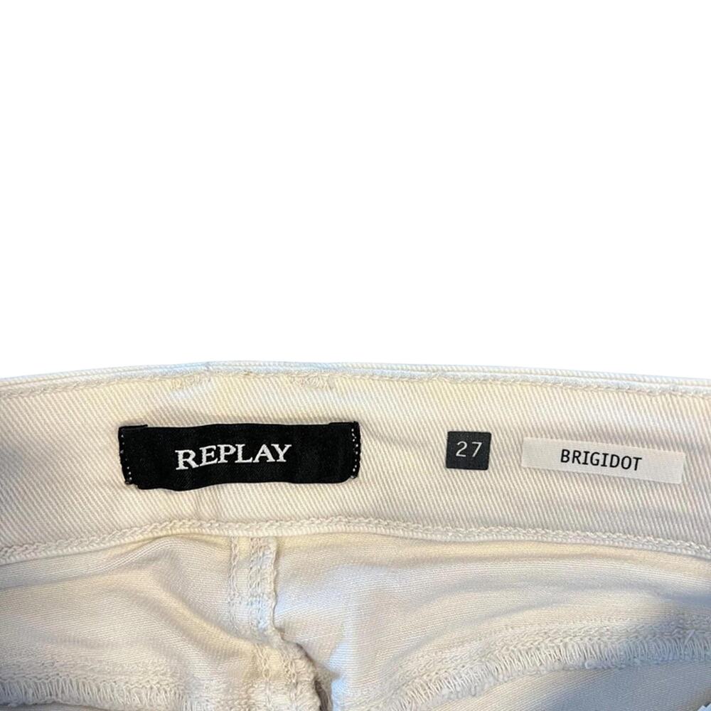 Replay 00s Indie Sleaze Zipper Pocket Skinny Denim Jeans White 4 - Picture 5 of 9
